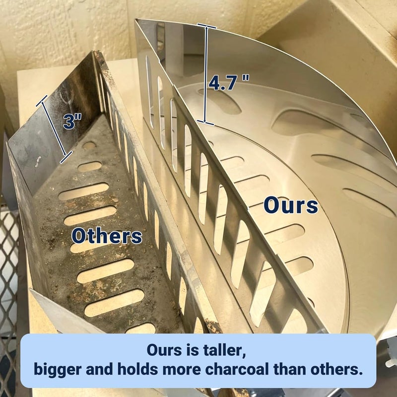 Skyflame 2 PCS Stainless Steel Charcoal Basket Holder, 2-IN-1 BBQ Grilling Accessories Compatible with Weber/Napoleon 22" / 26" Kettle Grill - Image 4